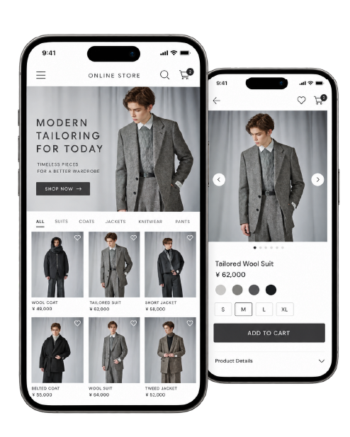 ECサイトのスマートフォン画面イメージ